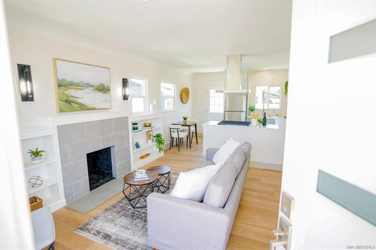 02 inside home inspection corridor craftsman for sale north park living room fireplace open concept portia green realtor compass san diego