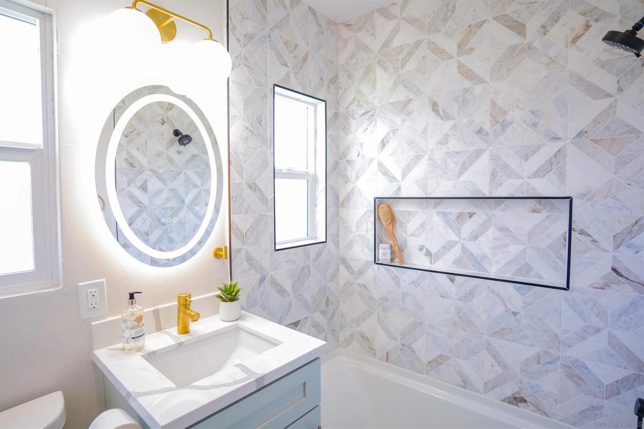 10 inside home inspection corridor craftsman for sale north park updated modern bathroom tiled shower portia green realtor compass san diego
